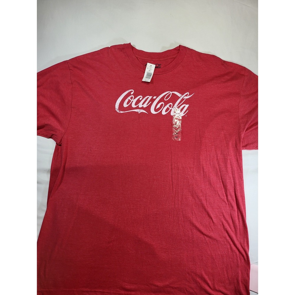Coca-Cola Mens Red Heather Distressed Logo Graphic T-Shirt 3XLT New COKE0131